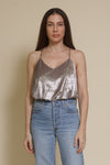 Mod Ref velvet camisole top, in silver. (Patton Top)