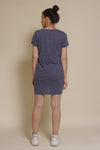 Mod Ref knot front cut out mini dress, in denim blue.
