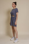 Mod Ref knot front cut out mini dress, in denim blue.