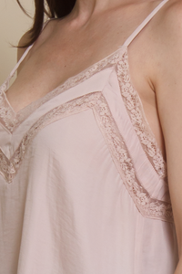 Mustard Seed lace inset camisole, in bone.