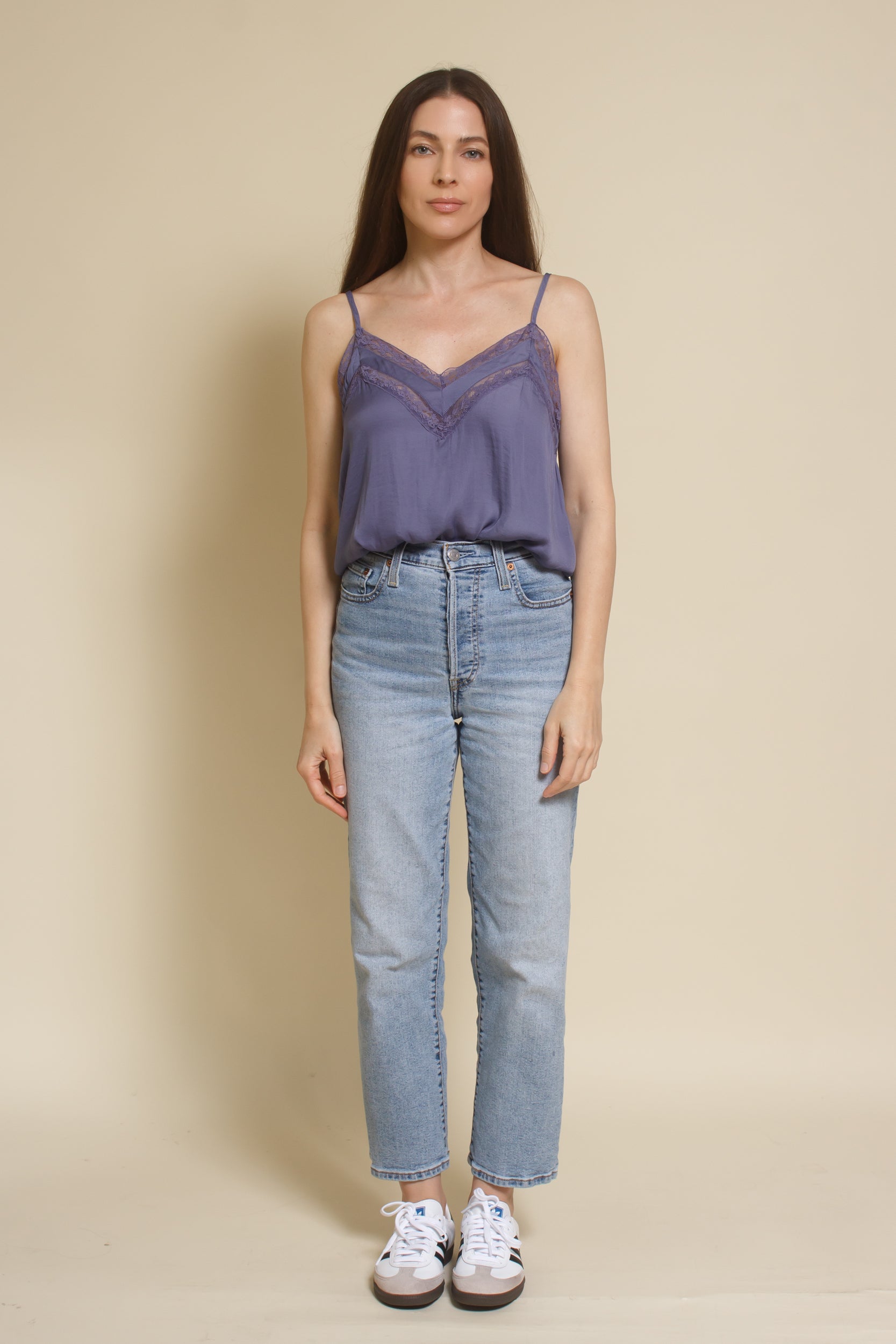 Mustard Seed lace inset camisole, in orchid mist.