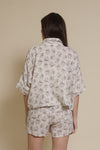 Olivaceous cotton gauze floral shorts, in Blue/Brown. (matching set bottoms)