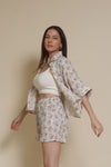 Olivaceous cotton gauze floral shorts, in Blue/Brown. (matching set bottoms)