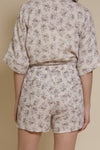 Olivaceous cotton gauze floral shorts, in Blue/Brown. (matching set bottoms)