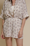 Olivaceous cotton gauze floral shorts, in Blue/Brown. (matching set bottoms)