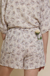 Olivaceous cotton gauze floral shorts, in Blue/Brown. (matching set bottoms)
