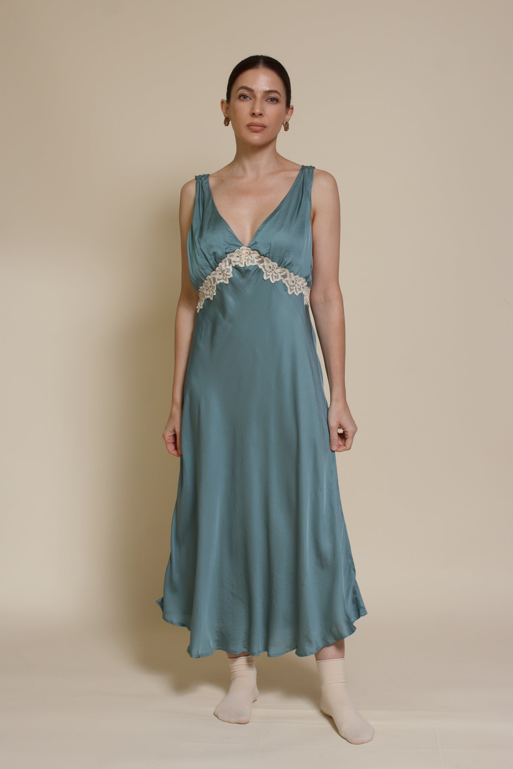 vintage silk slip dress Olivaceous Vintage Inspired Satin Slip Dress light lilac / large