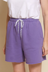 Papermoon casual sweat shorts with pockets, in deep lavender.