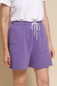 Papermoon casual sweat shorts with pockets, in deep lavender.