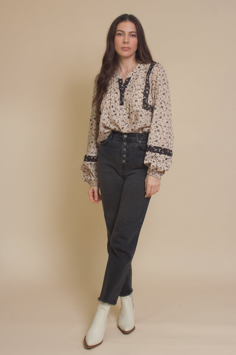 Polagram floral print blouse, in natural.