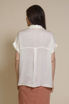 Promesa silk henley blouse, in cream.