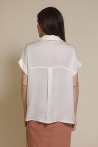 Promesa silk henley blouse, in cream.