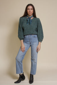 Lush Brand puff sleeve sweater, in pine.