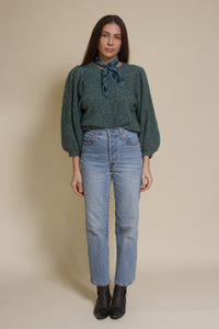 Lush Brand puff sleeve sweater, in pine.