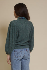 Lush Brand puff sleeve sweater, in pine.