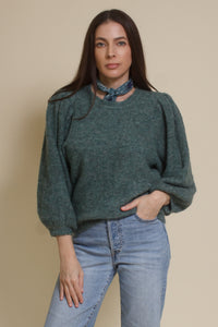 Lush Brand puff sleeve sweater, in pine.