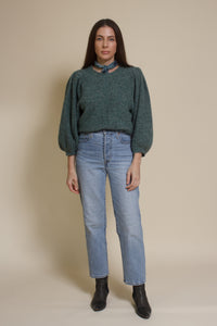 Lush Brand puff sleeve sweater, in pine.