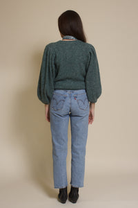 Lush Brand puff sleeve sweater, in pine. 