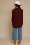 Hem & Thread twist front sweater, in burgundy.