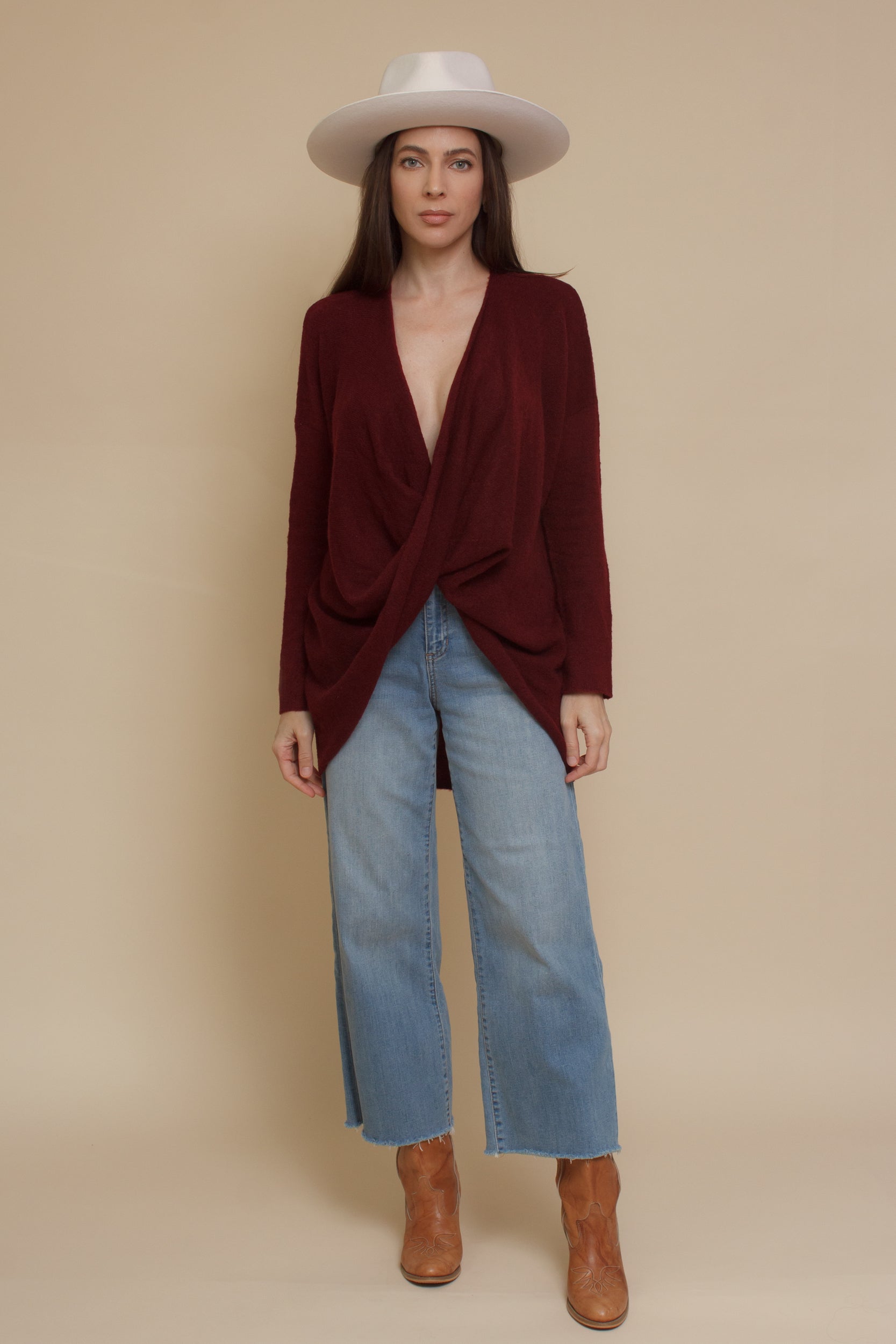 Burgundy hotsell wrap sweater