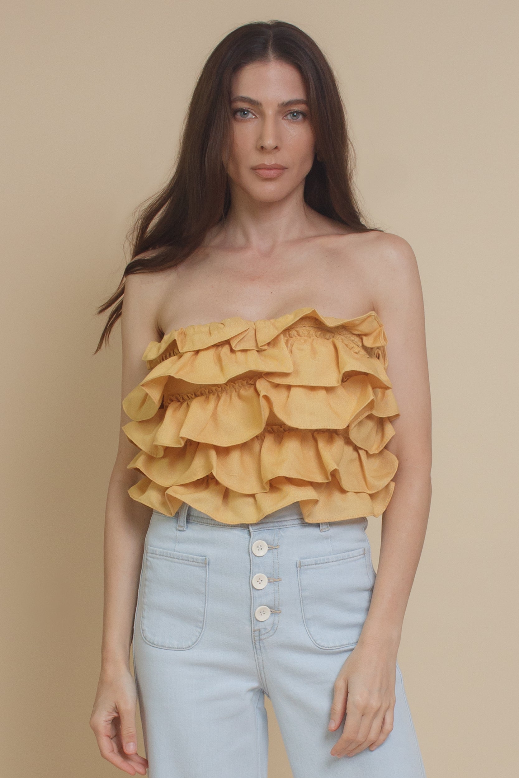 Mable Lace Up Ruffle Corset Top – Franklin Sunset