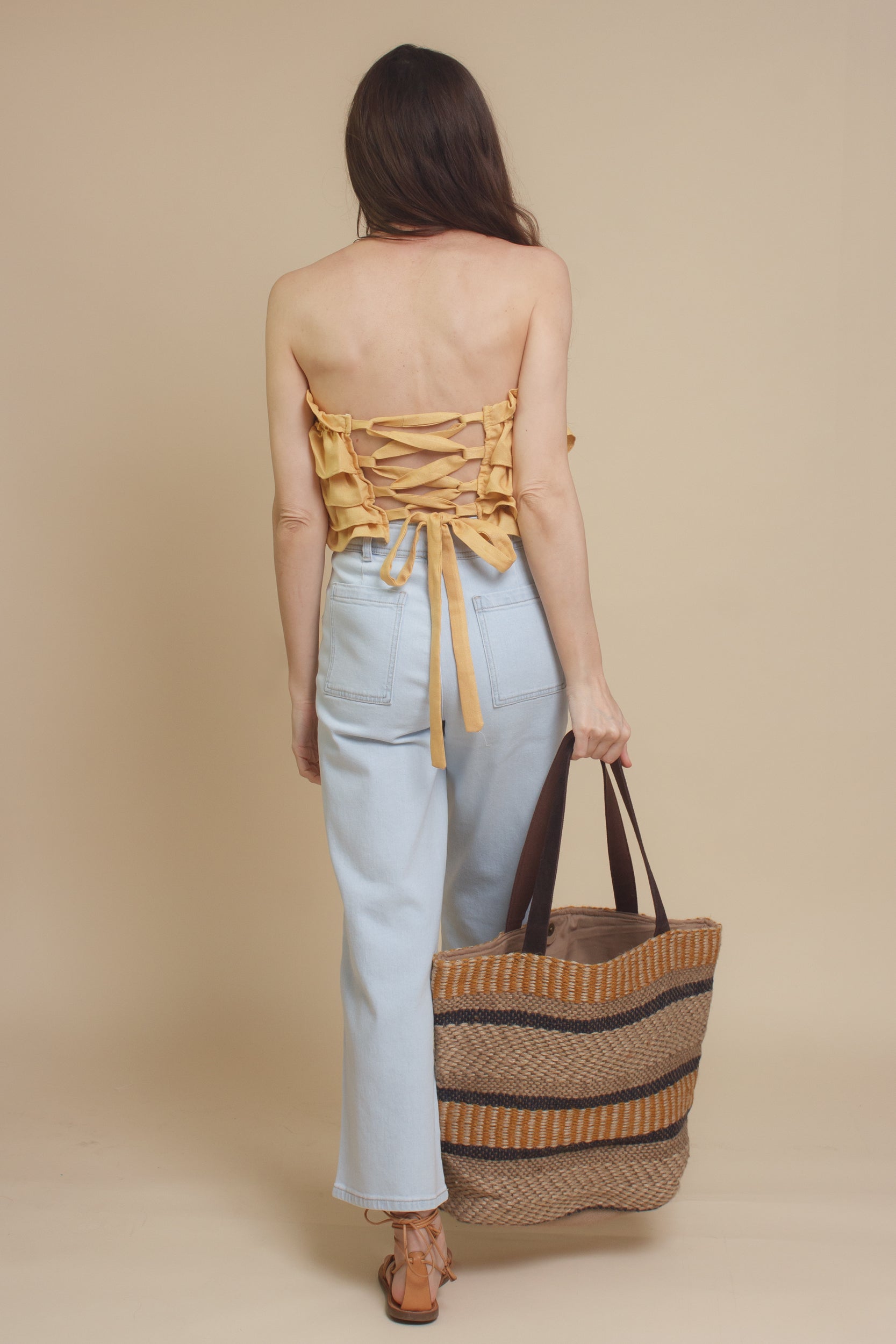 Mable Lace Up Ruffle Corset Top – Franklin Sunset