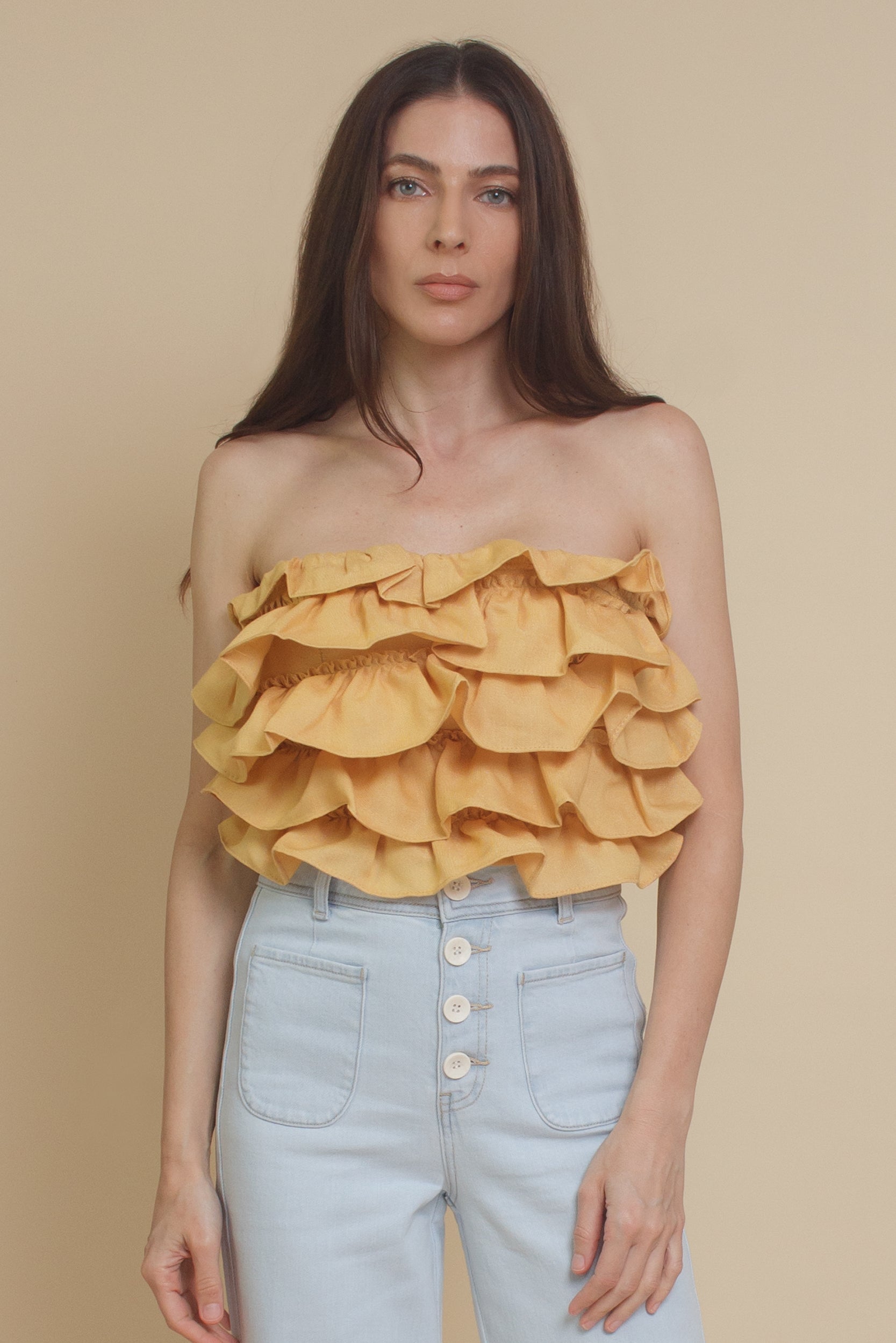 Mable Lace Up Ruffle Corset Top – Franklin Sunset