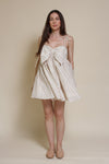 Storia ditsy floral bow front mini dress, in cream multi.