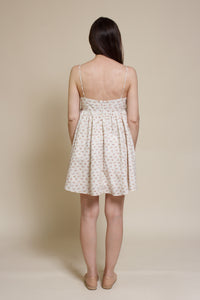 Storia ditsy floral bow front mini dress, in cream multi.