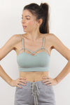 Strappy bralette with sweetheart bustline, in Dusty Aqua. Image 3