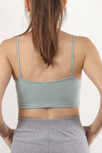 Strappy bralette with sweetheart bustline, in Dusty Aqua.