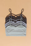 Strappy bralette with sweetheart bustline. Assorted colors