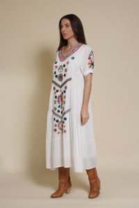 Tea N Roses embroidered midi dress, in white.