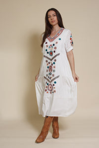 Tea N Roses embroidered midi dress, in white.