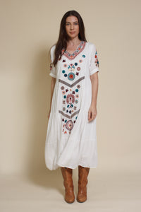 Tea N Roses embroidered midi dress, in white.