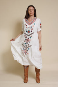 Tea N Roses embroidered midi dress, in white.