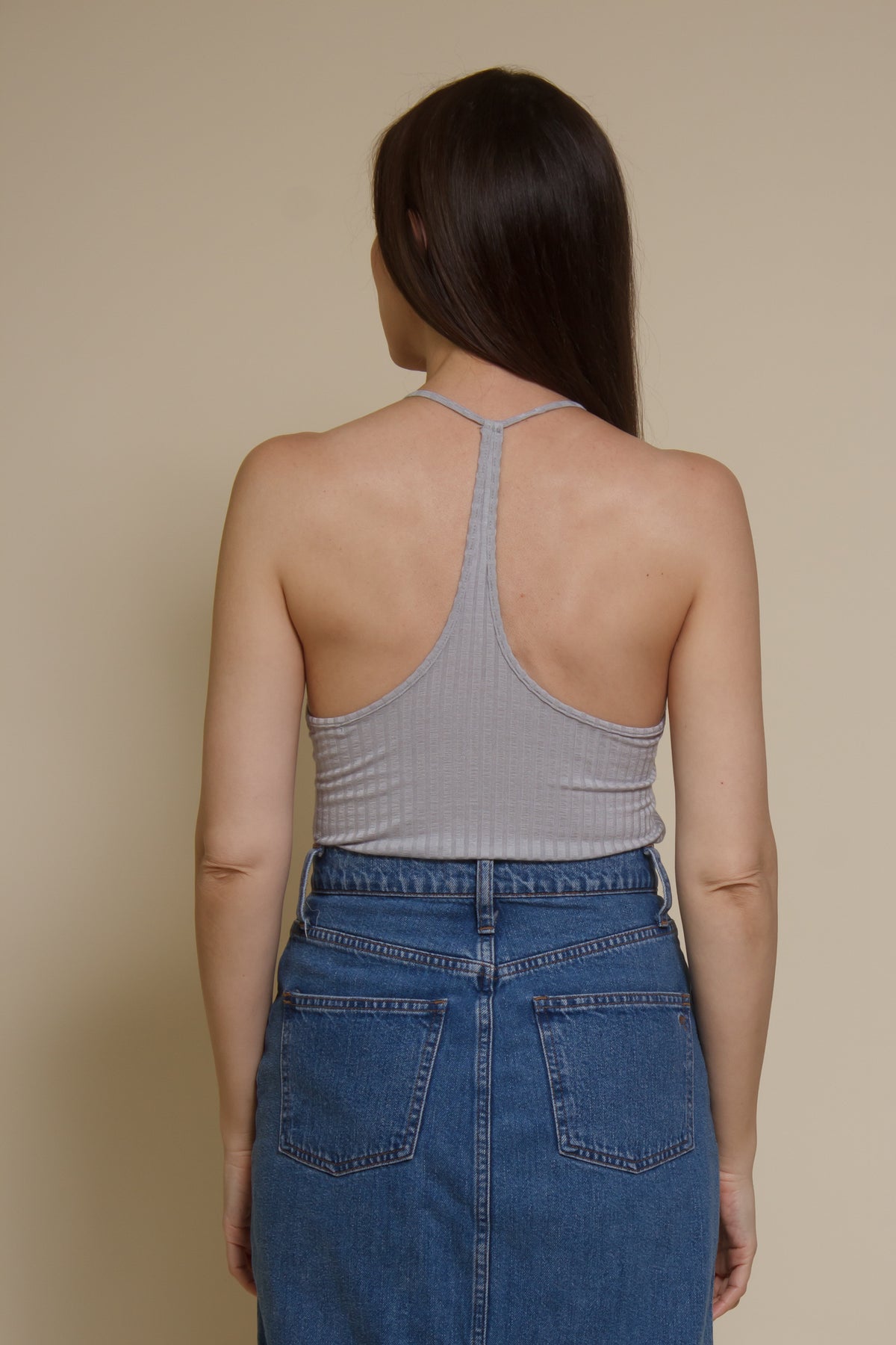 The Classic ribbed racerback tank top, in silver.