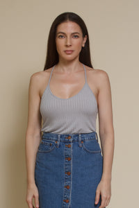 The Classic ribbed racerback tank top, in silver.