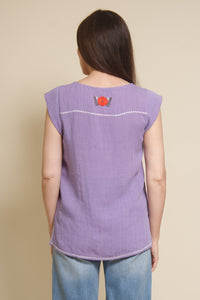 THML embroidered floral top, in lilac.