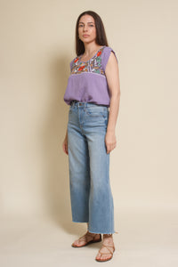 THML embroidered floral top, in lilac.