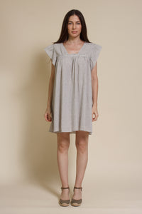 Umgee striped mini dress with flutter sleeves, in denim stripe.