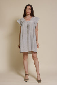 Umgee striped mini dress with flutter sleeves, in denim stripe.