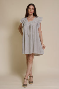 Umgee striped mini dress with flutter sleeves, in denim stripe.