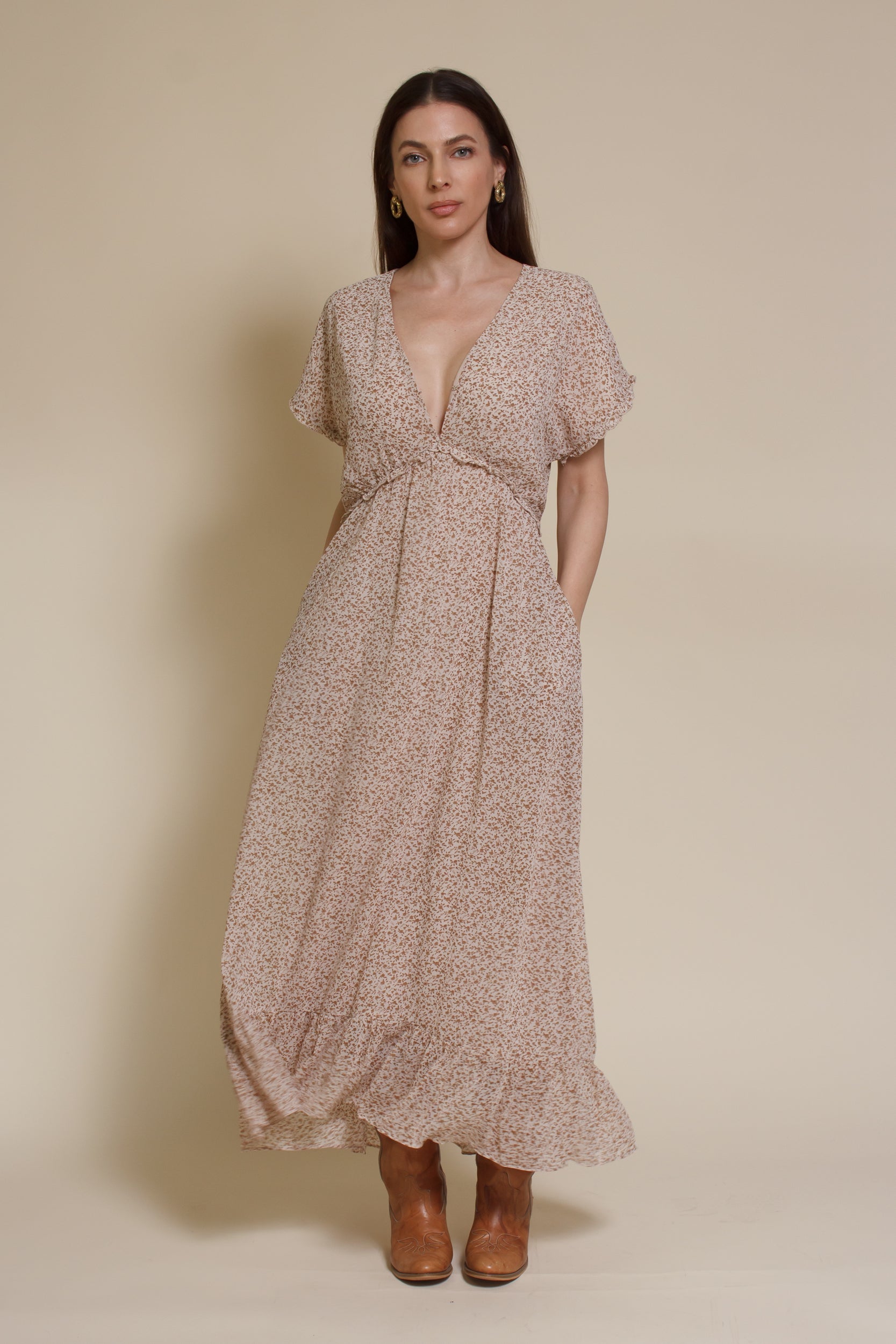 Wishlist Suzie Dress-Cream Ditsy Floral Large Wishlist Suzie Dress-Cream Ditsy Floral Large