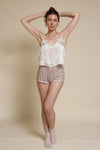 Wishlist satin camisole with button up lace back, in cream.