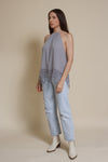 Wishlist lace detail halter top, in blue sage.