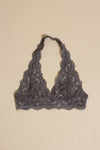 Wishlist lace halter bralette, in midnight grey.