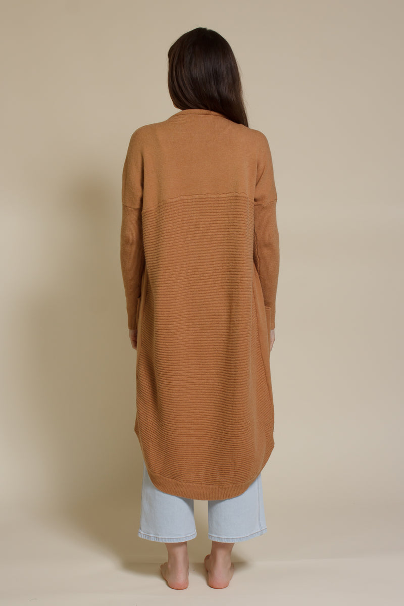 Wishlist long button down cardigan, in mustard.