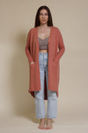 Wishlist long button down cardigan, in fall rose.