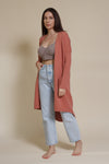 Wishlist long button down cardigan, in fall rose.